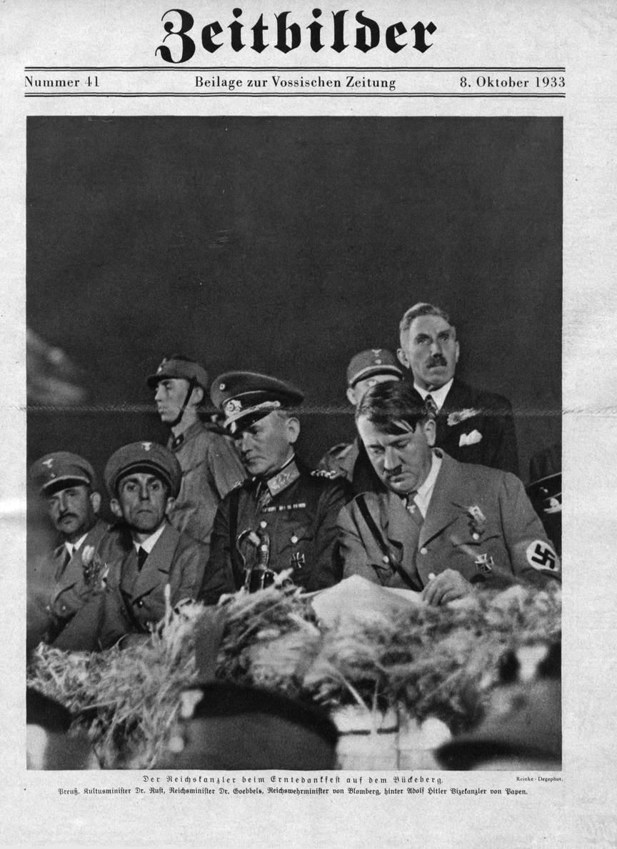 Joseph Goebbels, Adolf Hitler and Franz von Papen at the Harvest Festival on the Bückeberg